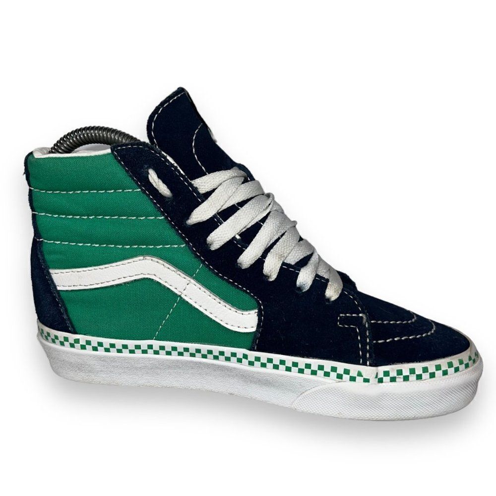 Vans Sk8-Hi Skate Shoes Navy Suede / Aqua Canvas / White Women's 5 - Picture 7 of 11